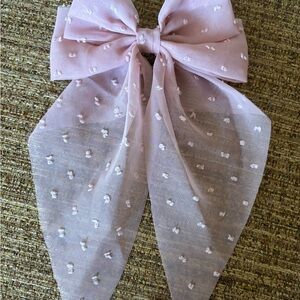 Pink Sheer Bow with Polka Dots